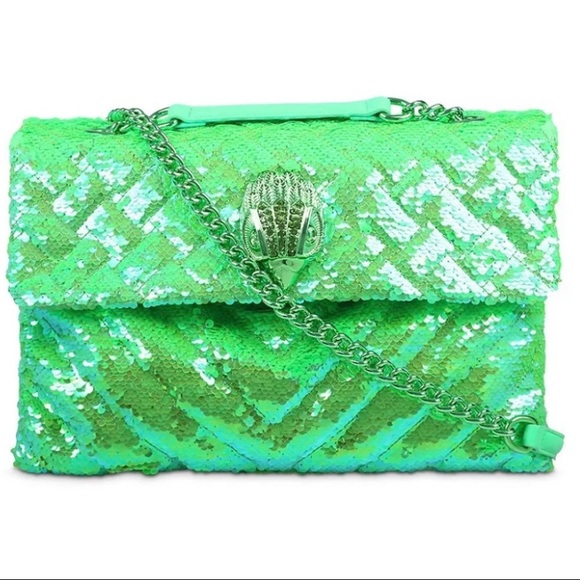 Kurt Geiger Bags Kurt Geiger London Lime Green Sequins Xxl Kensingtion Leather Shoulder Bag